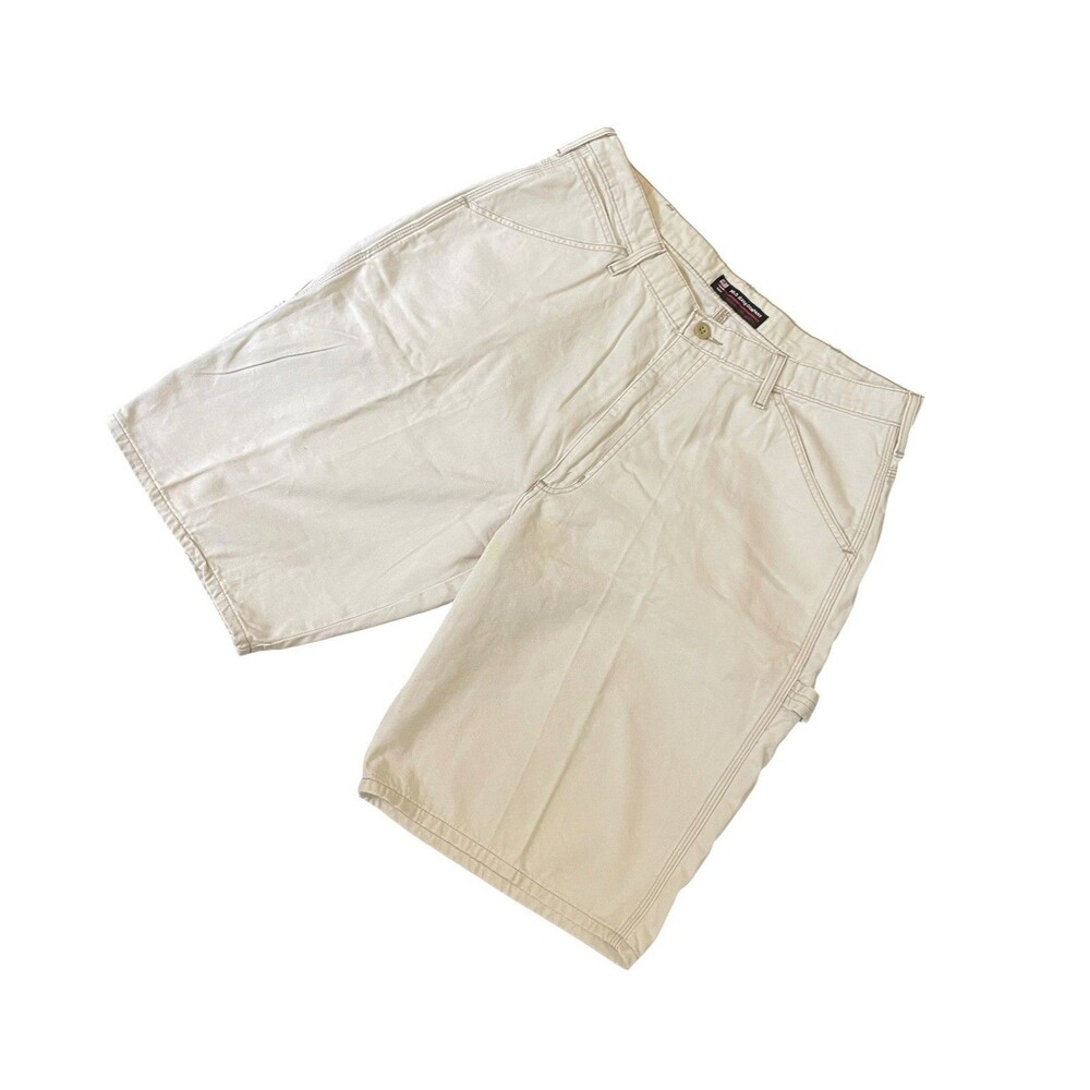 Vintage 90s Polo Jeans Co. Beige Baggy Fit Carpenter Shorts Size 34 Skater